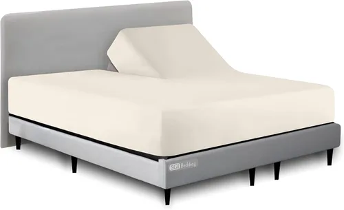 Miniatura 18 de SGI bedding Sábana bajera ajustable Queen Split Top de 28 pulgadas con cabezal flexible SOLO 100% algodón egipcio 1000 hilos Sábana bajera Flex Top