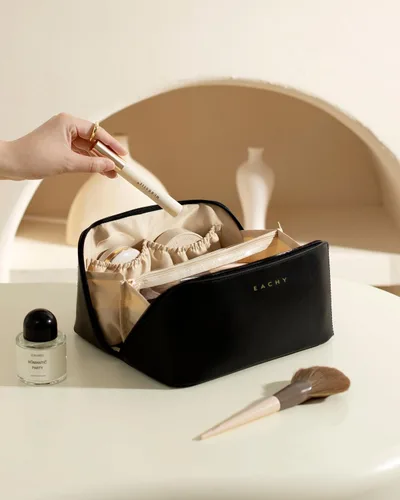 Miniatura 9 de EACHY Bolsa de Maquillaje de Viaje, Bolsas de Cosméticos de Gran Capacidad para Mujeres, Bolsa Portátil Impermeable que se Abre Plana, Bolsa de Aseo