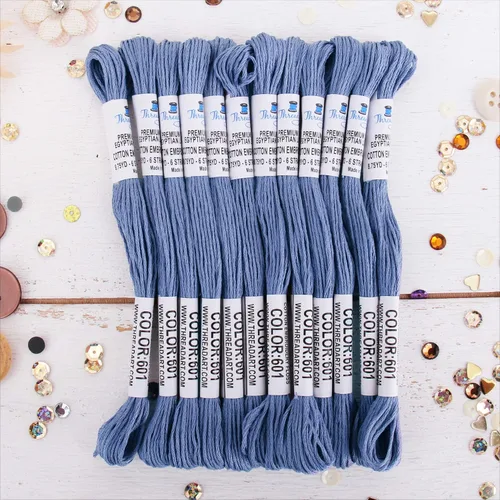 Miniatura 45 de 12 madejas ThreadArt Premium de hilo de bordar de algodón egipcio de fibra larga Gris antiguo 6 hilos divisibles de 8.75 yardas cada uno