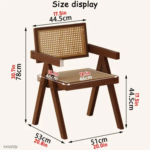 Miniatura 3 de YVYKFZD Juego de sillas de comedor de madera, sillas de comedor de ratán, silla de cocina con respaldo, sillón de salón, silla auxiliar cómoda