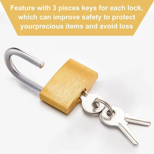 Miniatura 4 de Kenning 16 candados de latón macizo de 0.98 pulgadas con llave resistente a la intemperie, cerraduras de equipaje, cerradura de maleta, cuerpo ancho