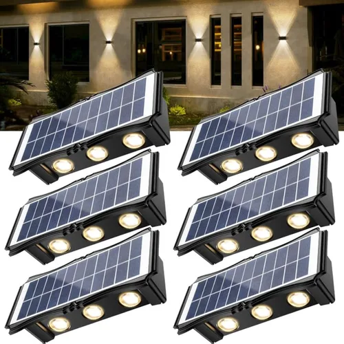 Miniatura 10 de Luces solares de pared para exteriores, 6500 K, 3000 K, paquete de 4 luces de pared de 1500 mAh alimentadas por energía solar, IP65 para exteriores
