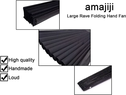 Miniatura 7 de Abanico grande plegable para baile de línea, ventilador de aplausos para botas en el suelo, fiesta, decoración, festival (negro)