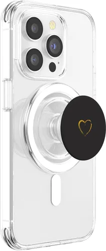 Miniatura 4 de PopSockets PopGrip estándar de corazón dorado negro