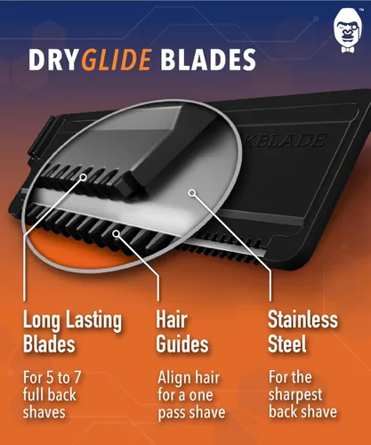 Miniatura 3 de baKblade 2.0 Cartuchos de repuesto para afeitadora de cabello corporal 2.0, afeitadoras 2.0 Elite - Tecnología Dryglide (12 navajas incluidas)