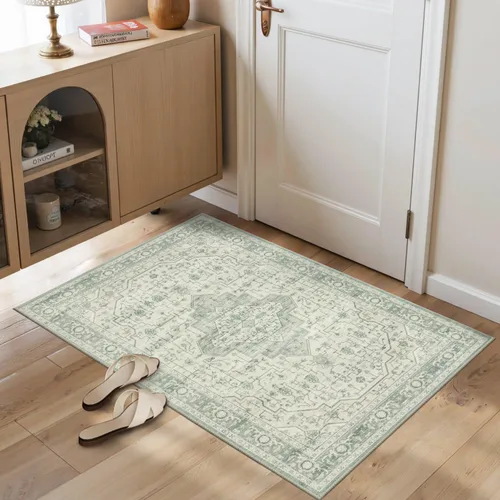 Miniatura 30 de Rugxara Alfombra de entrada lavable de 3 x 5, alfombras de pasillo bohemias antideslizantes para pasillo, entrada, cocina, baño, cuarto