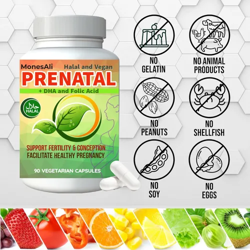 Miniatura 4 de Vitaminas prenatales para mujeres Postnatal Veganas, sin gelatina halal con folato, hierro y biotina Apoya el embarazo, la energía posparto