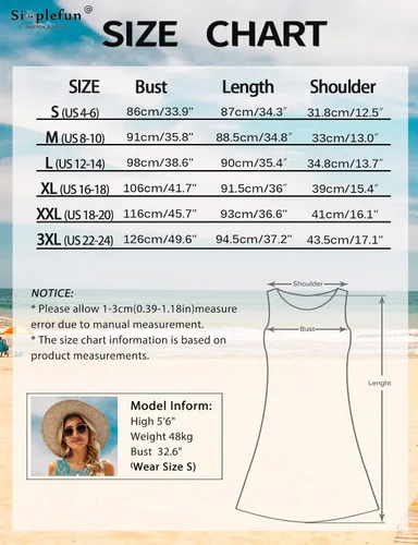 Miniatura 12 de SimpleFun - Vestidos de verano para mujer, camiseta floral, vestido de playa de estilo bohemio, informal, con bolsillos y sin mangas