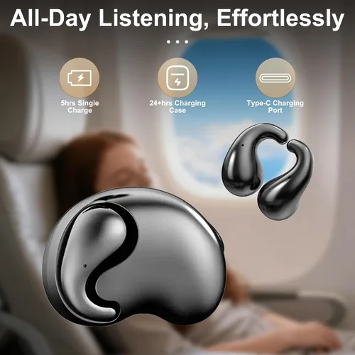 Miniatura 6 de Auriculares inalámbricos ultraplanos para orejas pequeñas, mini auriculares Bluetooth para mujeres y niñas, tiempo de reproducción 24 horas, diseño