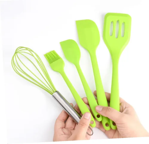 Miniatura 5 de Juego de utensilios de cocina de silicona, resistentes al calor, antiadherentes, con espátula, espátula, raspadores para hornear y cocinar