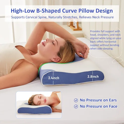 Miniatura 4 de Almohada cervical para el cuello, almohadas refrescantes ultrafinas para aliviar el dolor de cuello, hombros, espuma viscoelástica ergonómica