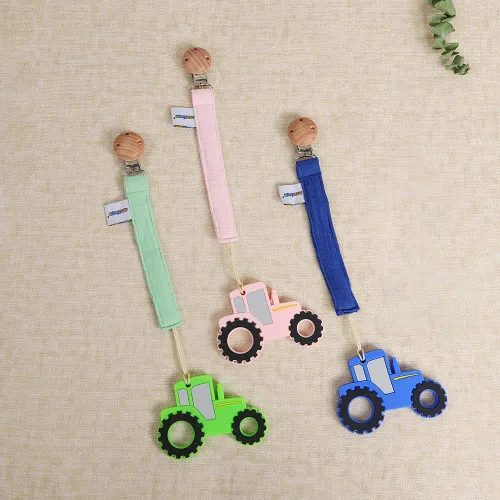 Miniatura 7 de Juguete mordedor de silicona de grado alimenticio para bebés con soporte para chupete, juguetes de alivio del dolor de dentición para niños y niñas