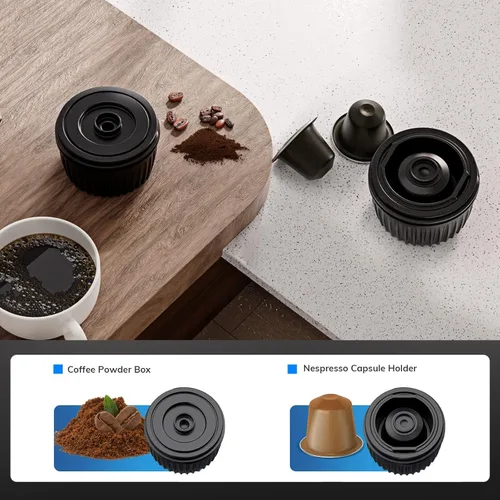 Miniatura 6 de Máquina de café expreso portátil de 100 W con autocalentamiento y lista para el automóvil, compatible con cápsulas NS y café molido, ideal