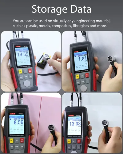 Miniatura 6 de Wintact Medidor de espesor ultrasónico digital, rango de 0.039 a 11.81 pulgadas con sonda para medir materiales metálicos y no metálicos, acero