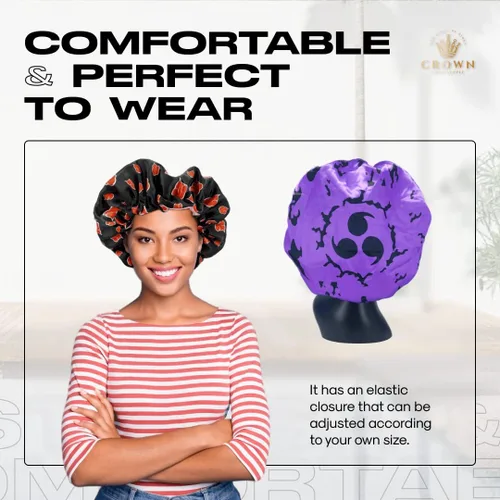 Miniatura 5 de Double Layer Reversible Anime Bonnet for Men and Women - Comfortable Satin Silky Fabric with Elastic Soft Band
