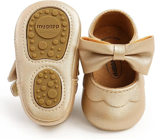 QWZban Zapatos planos Mary Jane con Bownot antideslizante suela suave de piel sintética para recién nacidos, bebés, primeros caminantes, para