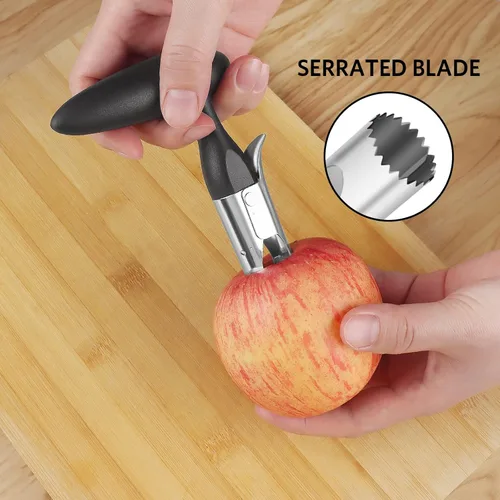 Miniatura 3 de Asdirne Descorazonador de manzana premium, hoja de acero inoxidable de grado alimenticio, mango ergonómico resistente, fácil de usar, afilado