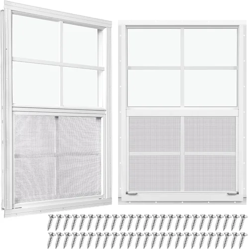 Miniatura 16 de Tandefio Paquete de 2 Ventanas de Cobertizo Empotradas de 16 x 16 pulgadas de color negro con vidrio templado y malla para el hogar, ventanas