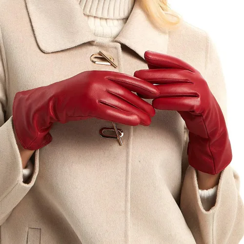 Miniatura 5 de Guantes de piel de cordero de napa para mujer con forro de cachemira cálido