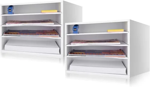 Miniatura 11 de EMERIT Organizador de Papel de Madera Organizador de Escritorio Almacenamiento Bandeja de Cartas Clasificador de Archivos con Estantes Ajustables