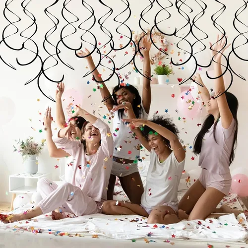 Miniatura 5 de 30 piezas de decoración de fiesta de remolinos colgantes, decoraciones de papel de aluminio, espiral, serpentina de plástico para techo, cumpleaños