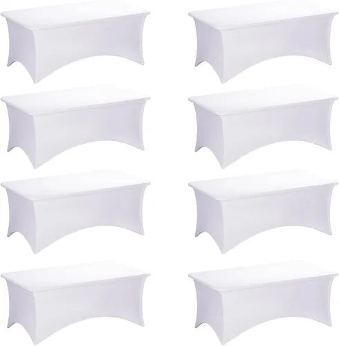 Miniatura 74 de Fixwal Paquete de 3 Manteles Negros para Mesas Rectangulares de 6 Pies, Manteles Rectangulares Elásticos de Spandex Ajustables de 6 Pies