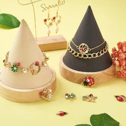 Miniatura 2 de KISSITTY 26 dijes de mariquita para hacer joyas, ganchillo, manualidades, decoración, esmalte de flores, mariquitas, cristales de diamantes