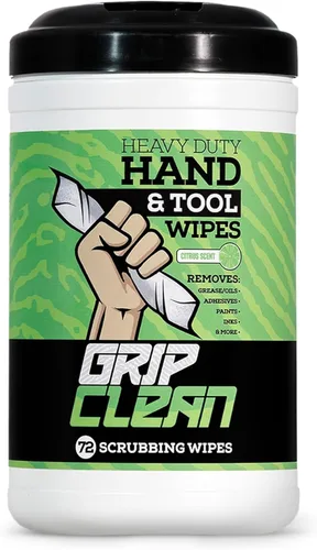 Miniatura 11 de Grip Clean Toallitas de Limpieza de Manos y Herramientas de Servicio Pesado – Limpiador de Manos Sin Agua para Mecánicos, Garaje y Taller