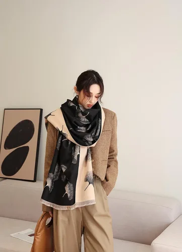 Miniatura 27 de iCuviy Bufanda grande de moda para invierno, chales y envolturas para mujer, extra suave, sensación de cachemira, bufandas frías para mujer