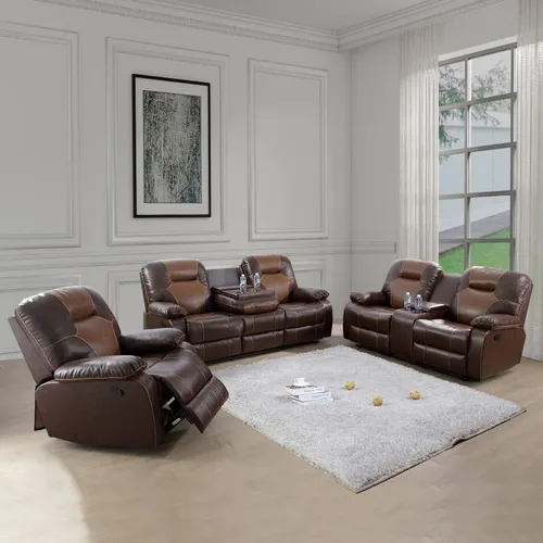 Miniatura 14 de Muebles de sala de estar, sofá reclinable de cuero, sofá reclinable manual con portavasos para casa/dormitorio/oficina/apartamento (negro/1 pieza)