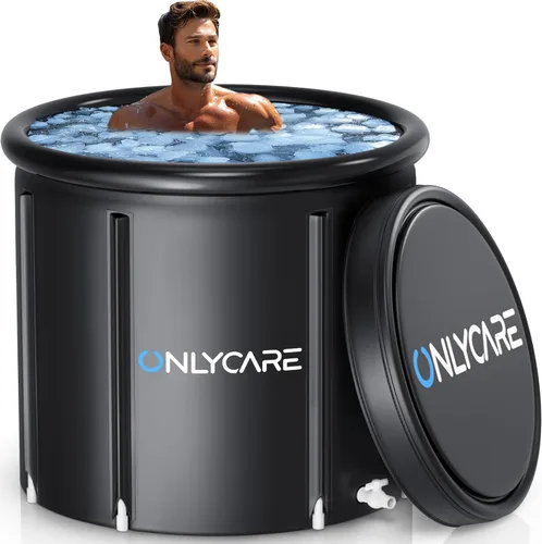 ONLYCARE Bañera de Hielo XXL para Atletas/2 Adultos – Temperatura Constante 5H Bañera de Inmersión Fría Portátil con Cubierta para Recuperación