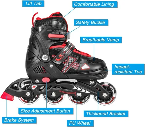 Miniatura 4 de Generic Patines en línea para niños, patines en línea ajustables con luz y ruedas iluminadas, patines iluminadores al aire libre para niños y niñas