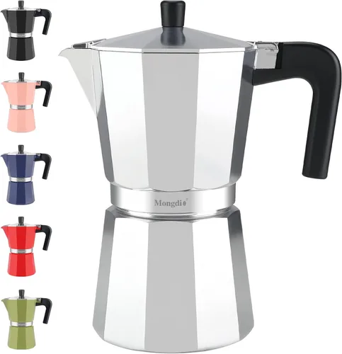 Miniatura 18 de Mongdio - Cafetera de café espresso para estufa Moka, Cafetera Cubana para estufa, Cafetera Mocha Greca Italiana, para 6 tazas de espresso, 10 onzas