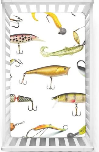 Miniatura 14 de Sábanas bajeras ajustables para cuna con temática de pesca, sábanas para colchón de cuna o sábana para cama infantil, multicolor, 24 x 38 pulgadas