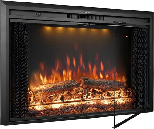 Miniatura 14 de Chimenea eléctrica de inserción, chimenea empotrada de 36 pulgadas con llama ajustable y luces de color en la parte superior, sonido de crepitación