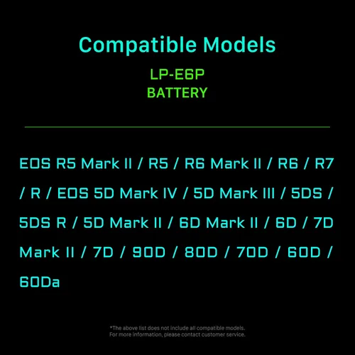 Miniatura 4 de Tilta Batería recargable LP-E6P con entrada USB-C de 2400 mAh Compatible con Canon EOS R5 Mark II, R6 Mark II, R7, R6, R5, R5C, R, 5D Mark IV, 6D