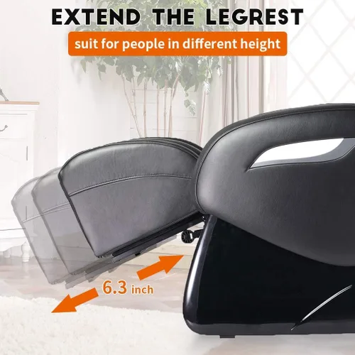 Miniatura 7 de BestMassage Silla de masaje de gravedad cero, cuerpo completo, silla eléctrica de masaje Shiatsu, reclinable con rodillos de pie, terapia de calor