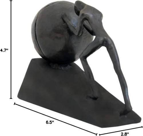 Miniatura 6 de Briskfeel Estatua de hierro de hombre con esfera, escultura de Sísifo de metal, decoración para el hogar y la oficina (B2 fuerte)