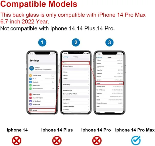 Miniatura 2 de Reemplazo de cristal trasero OEM para iPhone 14 Pro Max de 6.7 pulgadas con kit de herramientas de reparación y adhesivo preinstalado (dorado)