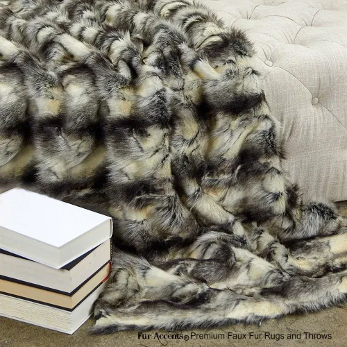 Miniatura 19 de Fur Accents Manta suntuosa de piel sintética de lujo, calidad de diseñador fabricada en Estados Unidos, Winter Fox
