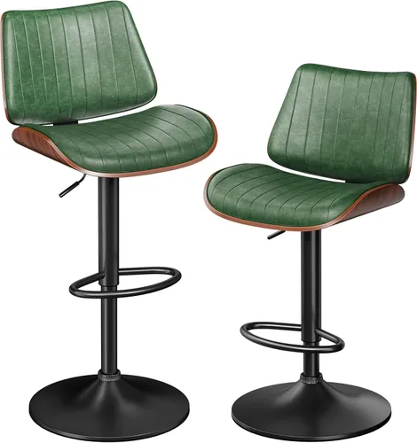 Miniatura 12 de YaFiti Adjustable Bar Stools, Modern Swivel PU Leather Counter Height Chairs with Backrest, Armless Kitchen Island Stools, Black 1 PCS