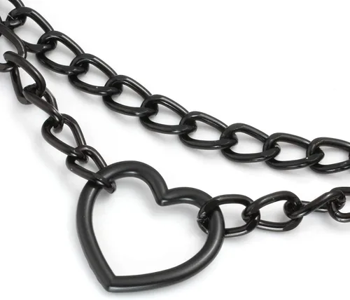 Miniatura 3 de MILAKOO Gargantilla de piel sintética punk, collar ajustable con dije de círculocorazón para mujer