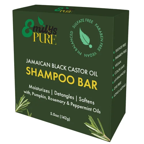 Miniatura 7 de Emily's Pure Barra de champú de aceite de ricino negro jamaicano, 5 onzas, champú sólido sin sulfato para soporte de roturas y cuidado del cuero
