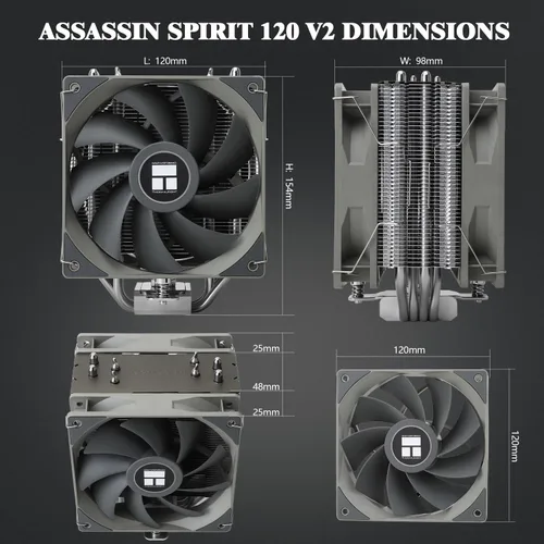 Miniatura 5 de Thermalright Assassin Spirit 120 V2 Plus - Enfriador de aire para CPU, 4 tubos de calor, enfriador de CPU con ventilador silencioso PWM doble