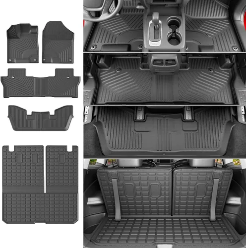 Miniatura 15 de powoq Tapete de suelo compatible con Honda Pilot 2016-2022 con alfombrilla de respaldo, forro de carga de repuesto para accesorios Honda Pilot