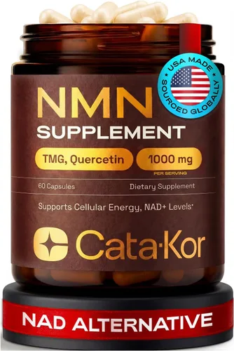 Miniatura 12 de Suplemento Cata-Kor NMN 1000mg – Suplemento NAD 4-en-1 con Quercetina TMG Resveratrol – Alternativa NMNH – Respalda la Energía Celular