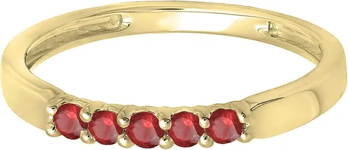 Miniatura 2 de Dazzlingrock Collection Anillo de boda redondo de 5 piedras preciosas o diamantes para mujer en oro macizo de 10 K/14 K/18 K