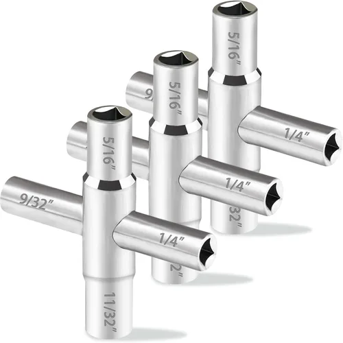 Miniatura 9 de Juego de llaves sillcock de 4 vías - 1/4", 9/32", 5/16", 11/32" llave de agua de sillcock de acero para válvula, grifo, gabinete de apertura