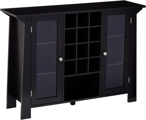 Miniatura 3 de Kings Brand Furniture Matanuska - Armario de madera para bar con almacenamiento de vino, color negro