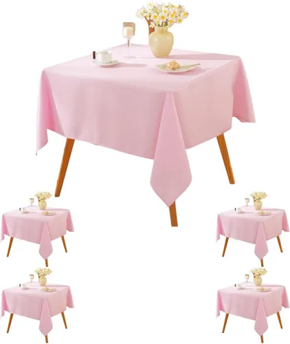 Miniatura 50 de Paquete de 5 Manteles Cuadrados 60 x 60 Pulgadas de Carbón, Mantel de Poliéster Lavable para Uso en Hogar, Fiesta, Boda o Restaurante.